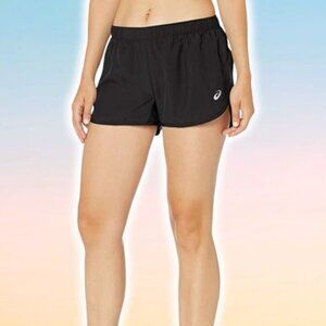 NWT ASICS Flutter Hem Lined Running Short Sz XL Black